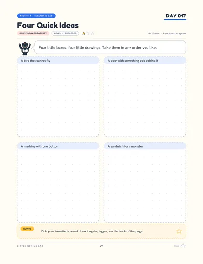 Sample page: day 17, Four Quick Ideas